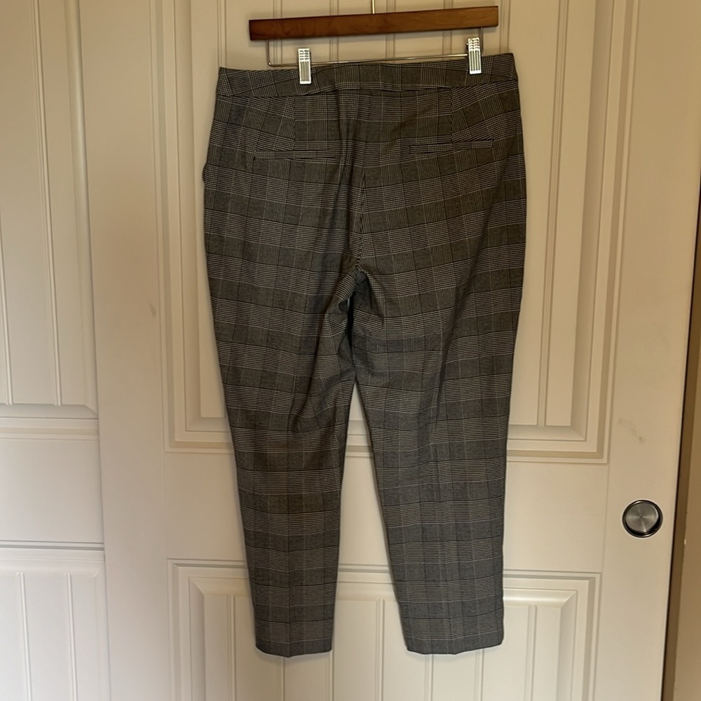 Maison Jules NWT Stardust Houndstooth Plaid Flat Front Slim Cropped Pants Sz 12 - Picture 5 of 13
